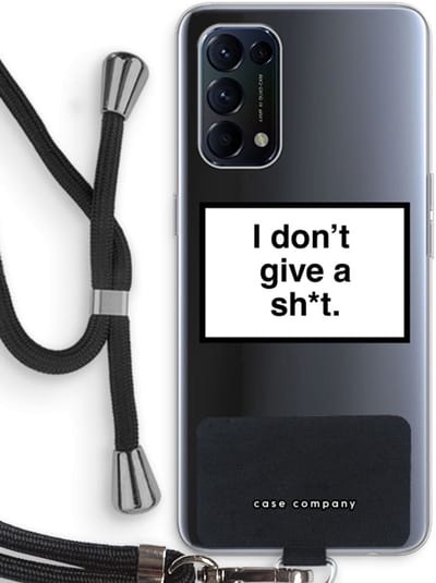 Case Company® - Hoesje met koord geschikt voor Oppo Find X3 Lite hoesje met Koord - Don't give a shit - Telefoonhoesje met Zwart Koord - Bescherming aan alle Kanten en Over de Schermrand