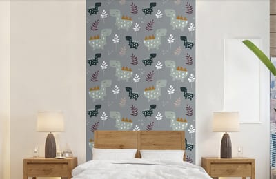 Behang - Fotobehang Patronen - Jongens - Kinderen - Dinosaurus - Breedte 120 cm x hoogte 240 cm