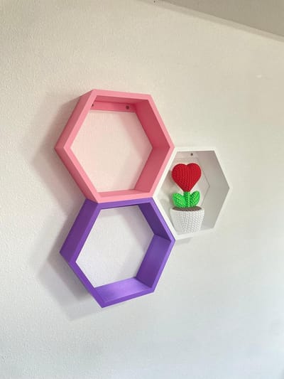 Wandplank Opbergruimte Hexagon Zwevende Planken Woondecoratie Opbergoplossing Uitbreidbaar Kleurrijk Aanpasbaar | Pink / Set of 3