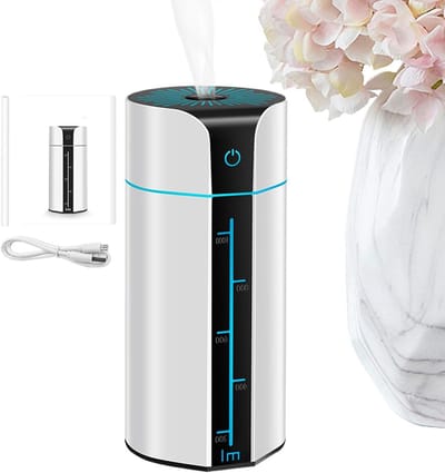 Luchtbevochtiger Thuis - Stille Luchtreiniger - Ontspannende Slaapkamer - 7 Kleuren LED - 1000 ml Tank - Wit