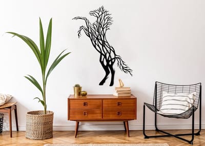 Metalen Wanddecoratie Paarden – Zwart – 60x45 cm – Industriële Dieren Decoratie