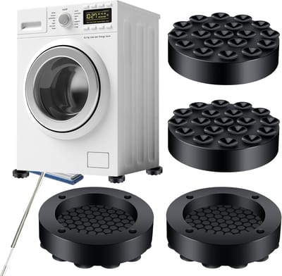 Trillingsdempers wasmachine - 4 Stuks - Wasmachine dempers - Demper Pads - Antislipmatjes - Verhoger - Stapelbaar - Anti Vibratie Pads - Trillingsmat - Antislipmat - Wasdroger Verhoger - Voor wasmachines, drogers en meubels - Zwart