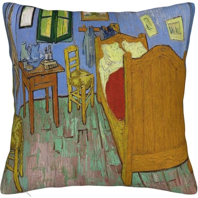 Amandelbloesems Van Gogh Roze & Blauwe Vierkante Kussenslopen Polyester Auto Stoelkussenhoes Grappige Decoratie Sierkussenhoes 45*45 45x45cm