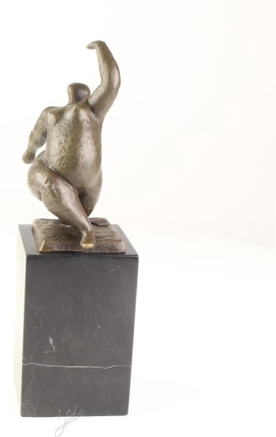 Modernistisch sculptuur Naakte dame - Bronzen beeldje - Dikke dames - 28,1 cm hoog
