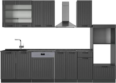 Vicco Fame-Line Complete keukeneenheid – 300 cm met hoge kast, WB Antraciet Donkergrijs