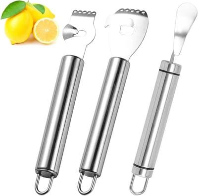 Set van 3 RVS Citrusfruit Peelers voor Citroenen en Sinaasappels - Keukenhulpmiddelen voor Cocktails, Salades en Desserts