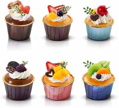 Set van 6 Realistische Nepcake Desserts en Cupcakes voor Decoratie en Display, Nepproducten voor Feestjes en Evenementen