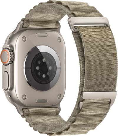 Stravo Nieuw Alpine Loop Nylon Sport Bandje - Geschikt voor Apple Watch 42mm(Series 11/10)/41/40/38mm, Verstelbaar met Metalen C-Haak Sluiting voor Apple Watch SE 1 2 3 / Series 11 10 9 8 7 6 5 4 3 2 1 - Olijf groen - Nylon horlogebandje