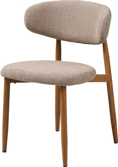 Nolon Jolien Eetkamerstoel Taupe Mixed - Met Stoffen Zitvlak - Houtlook - Naturel Onderstel