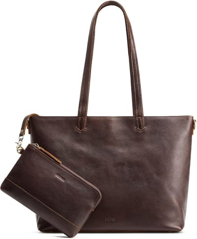 Leren Dames Tas - Schoudertas Handtas - Werk en Reizen - Inclusief Laptophoes - 42x12x28 cm - Zwart