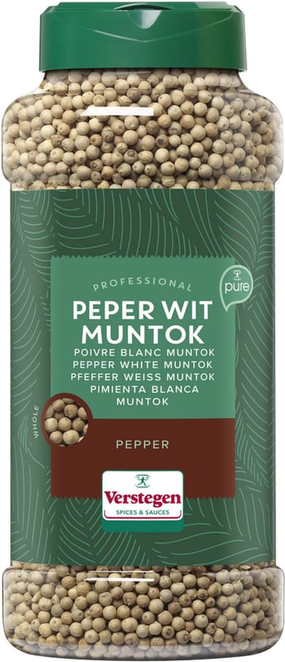 Verstegen - Peper wit Muntok heel - Pure - Strooibus large - Peper & zout - 660g
