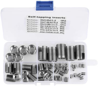 Dailygoods- Inzetstukken 50 Stuks - Roestvrij Staal - Zelftappende Draadinzet - Schroefdraad Versterking - Reparatie Tool - Inclusief Opbergkoffer - Schroefdraadversterker
