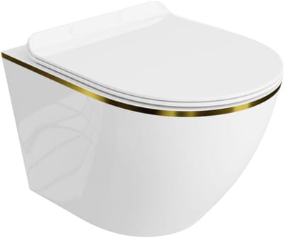 LAVITA® Compact Toiletpot Hangtoilet Sofi Slim Gold Line - Hangend Rimless Randloos Toilet - Toiletbril Softclose zitting - Wandcloset Badkamer WC