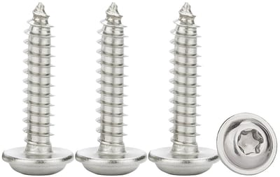 Platte kop M5x16mm schroeven met wasmachine, 50 stuks zelfborende roestvrijstalen schroeven voor hout, Torx en volledig schroefdraad