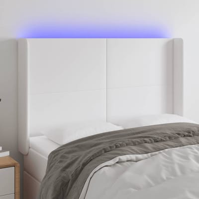 vidaXL - Hoofdbord - LED - 147x16x118/128 - cm - kunstleer - wit