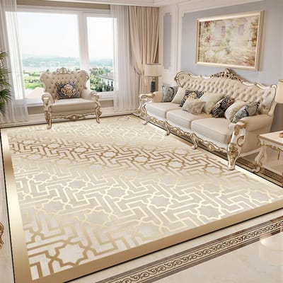 Luxe Gouden Decoratief Tapijt voor Woonkamer Europese Stijl Salon Decor Tapijt voor Kamers Antislip Wasbaar Lounge Bank Voetmat 120*160cm