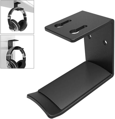 EXCITAT Headset Houder - Headset Standaard - Koptelefoon houder - Koptelefoon Haak - Hangende koptelefoonhouder - Aluminium - Zwart