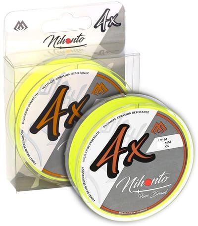Mikado Gevlochten Vislijn Nihonto 4X Fluo Geel 150m – 0.23mm 20.2kg – Snoek & Roofvis
