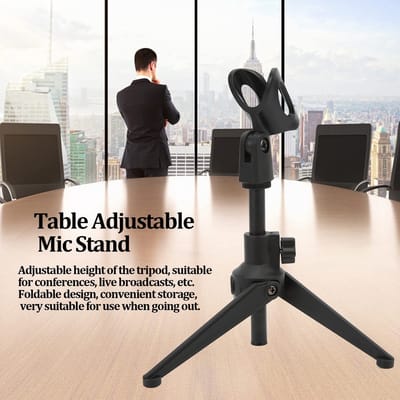 Dailygoods- Microfoonstandaard Verstelbaar 20,5-27cm - Mini Tafelstandaard - Desktop Statief - Kunststof - Draagbaar - Stevig en Duurzaam - Microfoonhouder