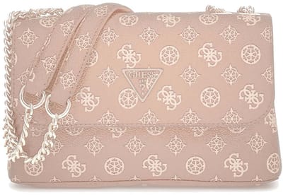 GUESS schoudertas Daryna II Convertible Xbody Flap Bag Dark Rose Logo oud roze