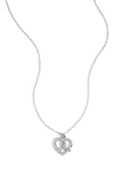 Knotted Love Ketting – Twist Symbool van Liefde, Vriendschap & Verbinding | Zilveren Pretzel Hanger |roestvrij staal |hartvormig|