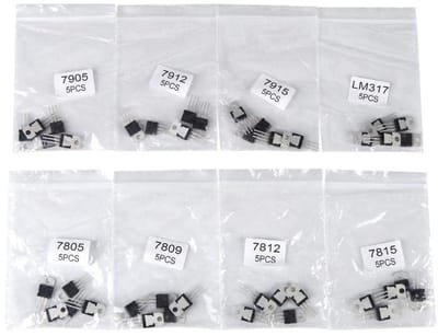 Dailygoods - Transistor Assortiment Set - 40-delig - Inclusief 7805 7809 7812 7815 7905 7912 7915 LM317 - Voor diverse elektronica projecten - Geschik...
