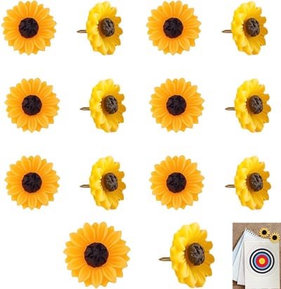 Dailygoods- Bloemen Punaises Schattig Zonnebloemdesign - Priknaalden - Stalen Punt 1 cm - Decoratie - Kurkplaten - Duurzaam en Betrouwbaar