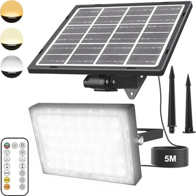 Zonnespot Buiten met Afstandsbediening - 78 LED's, Verstelbare Verlichting, Waterdicht, Zonnelicht voor Tuin, Garage en Terras
