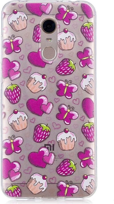 Shop4 - Xiaomi Redmi 5 Plus Hoesje - Zachte Back Case Toetjes Transparant