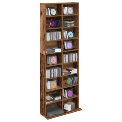 vidaXL - CD - Kast - Eikenhout - 65 - x - 23,5 - x - 175 - cm - Bewerkt - hout