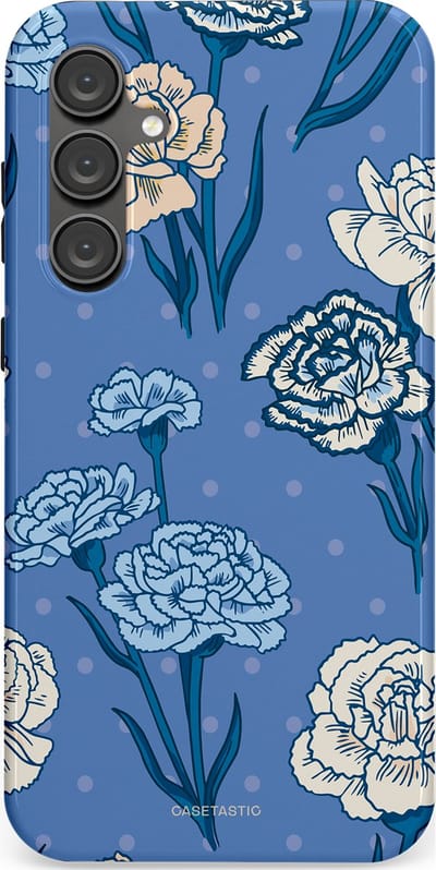 Casetastic hoesje geschikt voor Samsung Galaxy S23 FE - Dubbellaagse bescherming - Anjer melange - Fashion Case - Lavendel Petrol Zilver
