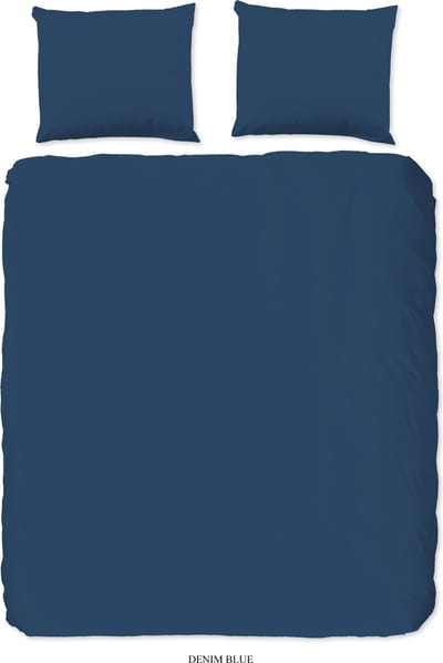 Good Morning dekbedovertrek effen kleur - Lits jumeaux 240x200/220 cm - Denim - 100% Katoen renforc�