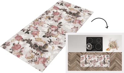 Keukenloper - Loper keuken - Patroon - Bloem - Roze - 120x50 cm - Keukenloper vinyl
