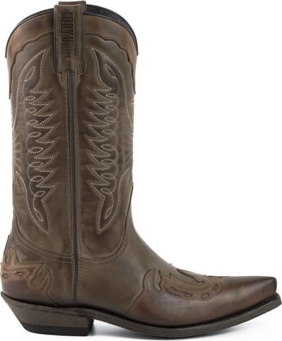 Mayura Boots 17 Taupe Ecotan Dames Heren Cowboy Western Laarzen Spitse Neus Schuine Hak Waxed Leer Maat EU 37