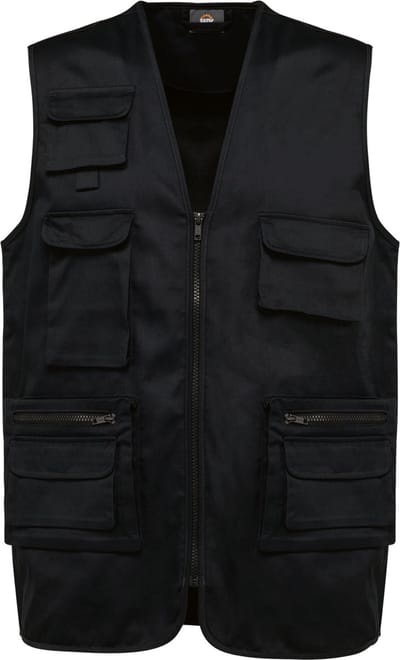 WK. Designed To Work Gevoerd unisex gilet in polykatoen met veel zakken WK609 - Black - 4XL