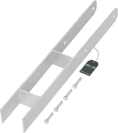 H-paalhouder - Paalanker Beton - Tuinconstructies Bouwen - Thermisch Verzinkt Staal - 71 mm Breed - Zilver