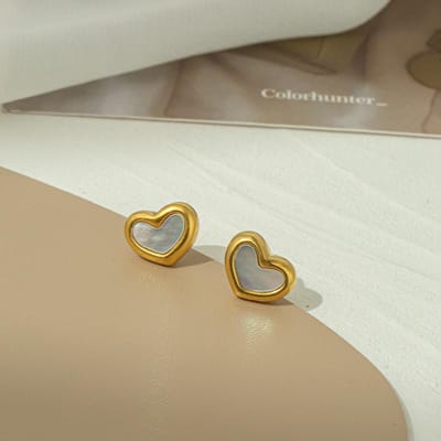 Collier délicat bracelet de clavicule boucles d'oreilles ensemble cœur en nacre blanc coquillage amour bijoux pour filles personnalisés