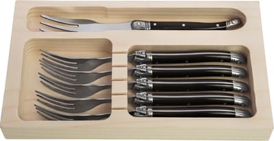 Laguiole Style de Vie Taartvorken Premium Line - 6-delig - Zwart