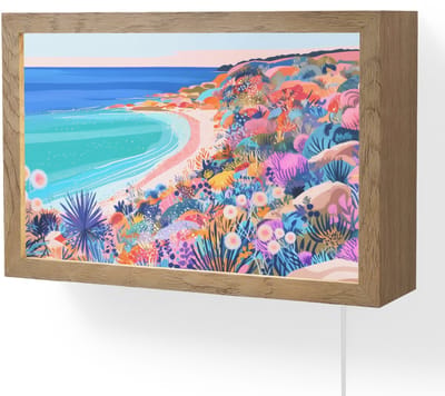 Wandlamp 30x20 cm - Oplaadbaar - Bloemenweide - Zee - Zomers - Wandlampen binnen woonkamer - Slaapkamer lamp met kabel - Decoratieve nachtlamp - Vloerlamp snoer