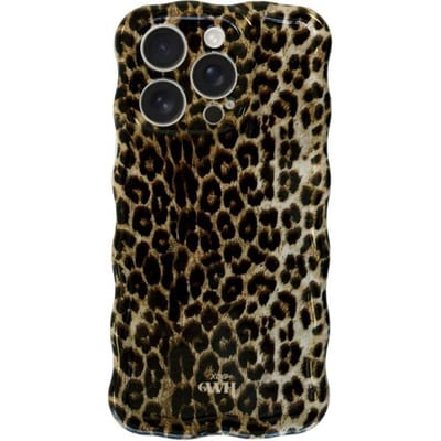 xoxo Wildhearts Glossy Wavy Case Wild Soul telefoonhoesje - Geschikt voor iPhone 14 Pro - Golvend hoesje - Glimmende silicone case met golven - Vlekbestendig - Luipaard / Tijgerprint hoesje