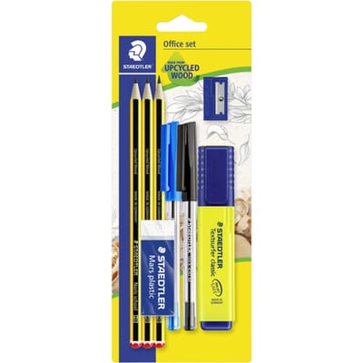 Schrijfset Staedtler 3 Noris potl HB-2 balpennen-markeerst-gum-slijper