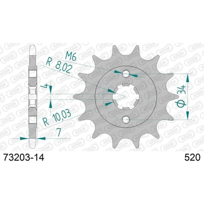 Stalen motortandwiel voor Afam 520 14 dents