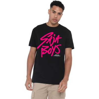K-Pop Demon Hunters Unisex Volwassen Saja Jongens Logo T-shirt (Zwart/roze)