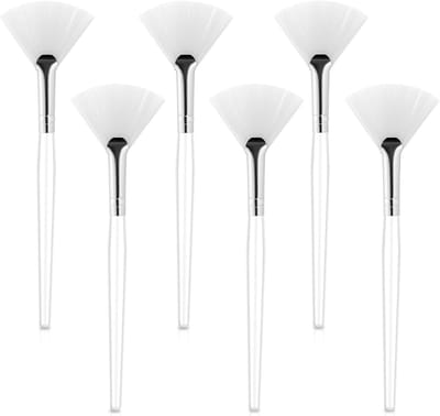6 stuks gezichtskwasten, waaierkwast, waaierkwast, gezichtsmasker, zachte make-up masker, borstels met transparante kunststof handgreep, gezichtskwasten, zuurapplicator voor modder- en gezichtscrème