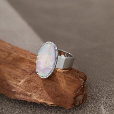 Bague Style Punk Couleur Cuivre Pierre Ovale Tendance Mode Femme Accessoires Bijoux Fête de Fête Cadeaux 6 brown