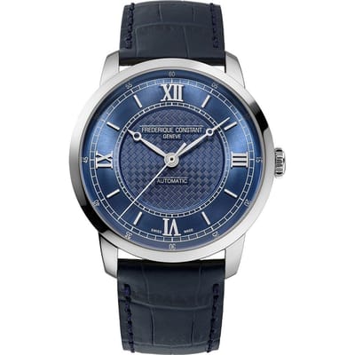 Frédérique Constant Premiere FC-301N3B6 Horloge - Leer - Blauw - Ø 38 mm