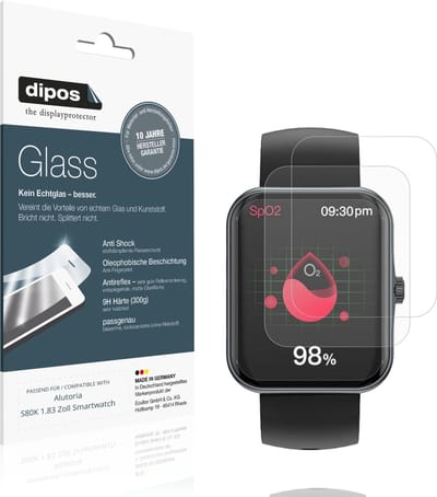 dipos – 2x Matte Pantserfolie geschikt voor Alutoria S80K 1.83 Zoll Smartwatch | 9H Screenprotector