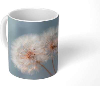 Mok - Koffiemok - Paardenbloemen - Pluisjes - Wit - Mokken - 350 ML - Beker - Koffiemokken - Theemok