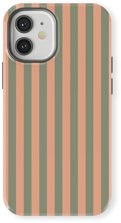 DripCase Gestreept Hoesje geschikt voor iPhone 12 | Backcover met Mag | Stripes Motief | Trendy Case geschikt voor iPhone 12 met Strepen Sweet Sage