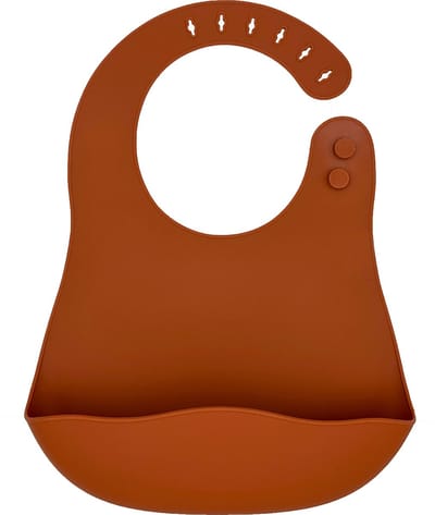 Youly® siliconen slabbetje met opvangbakje - Baby Slabbetjes - Afwasbaar - Verstelbaar In 6 Maten - Bruin